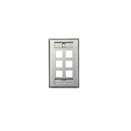 Leviton 6 Port Ss Faceplate W/ Label 43080-1L6